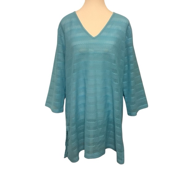 Mario Serrani Tops - Mario Serrani Teal Textured Tunic Top/ Size XL
